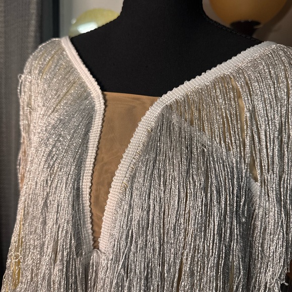 XPlusWear Silver and Tan Fringe Romper - Picture 2 of 7